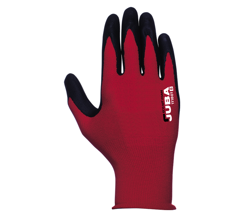 6 x Pairs Juba 111801 Econit Grip Palm Nitrile Foam Workwear Handling Glove Red 