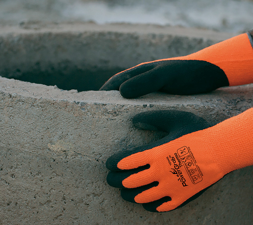 POWERGRAB Thermo Hi-Vis Microfinish Grip Gloves, Coated Work Gloves