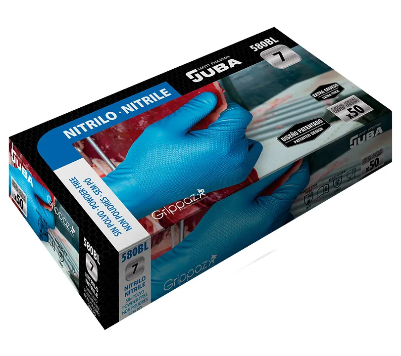 Guantes de nitrilo GRIPPAZ® by JUBA® - 580BL GRIPPAZ Cartoncillo Guantes de nitrilo GRIPPAZ® by JUBA® - 580BL GRIPPAZ Cartoncillo