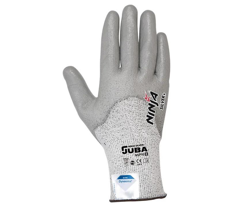 PU Gloves Juba - NSP10 NINJA SILVER PLUS Dorso PU Gloves Juba - NSP10 NINJA SILVER PLUS Dorso