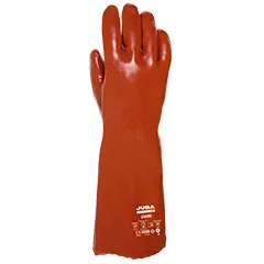 guante de trabajo largo rojo de latex