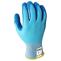 guante de trabajo celeste y azul