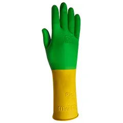 guantes verde y amarillo